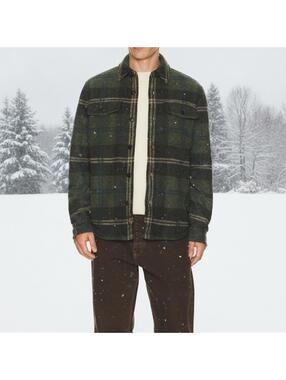 $298 Faherty Range Fleece Lined CPO Very warm Plaid Overshirt Jacket Men's S